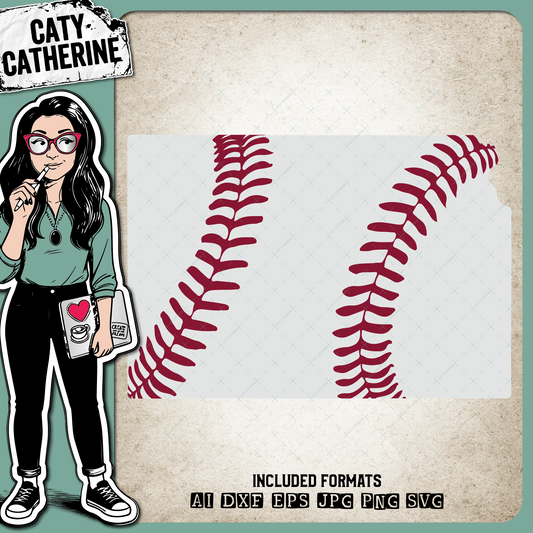 Kansas US State Baseball Stitches – Travel SVG Design by Caty Catherine