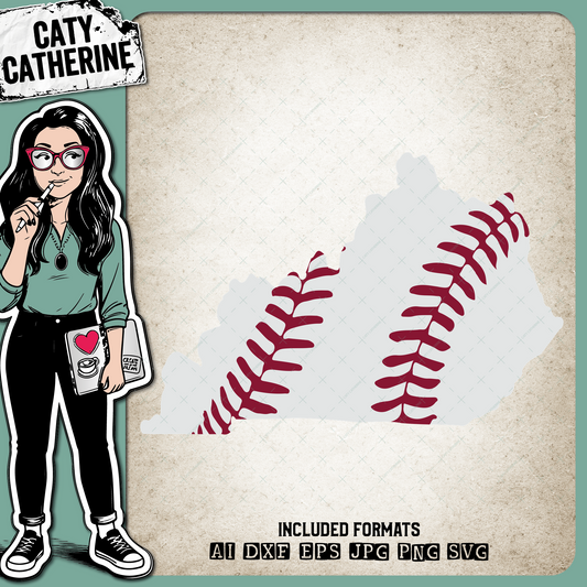Kentucky US State Baseball Stitches – Travel SVG Design by Caty Catherine