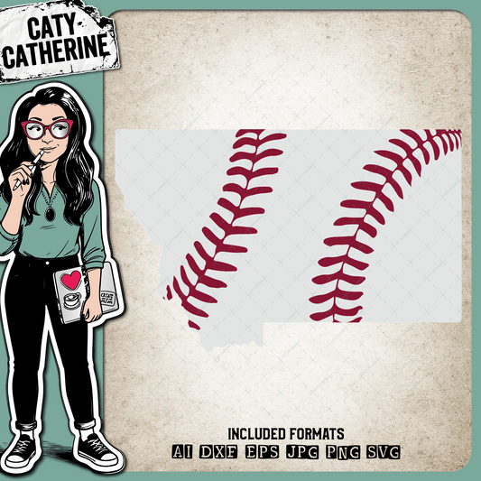 Montana US State Baseball Stitches – Travel SVG Design by Caty Catherine