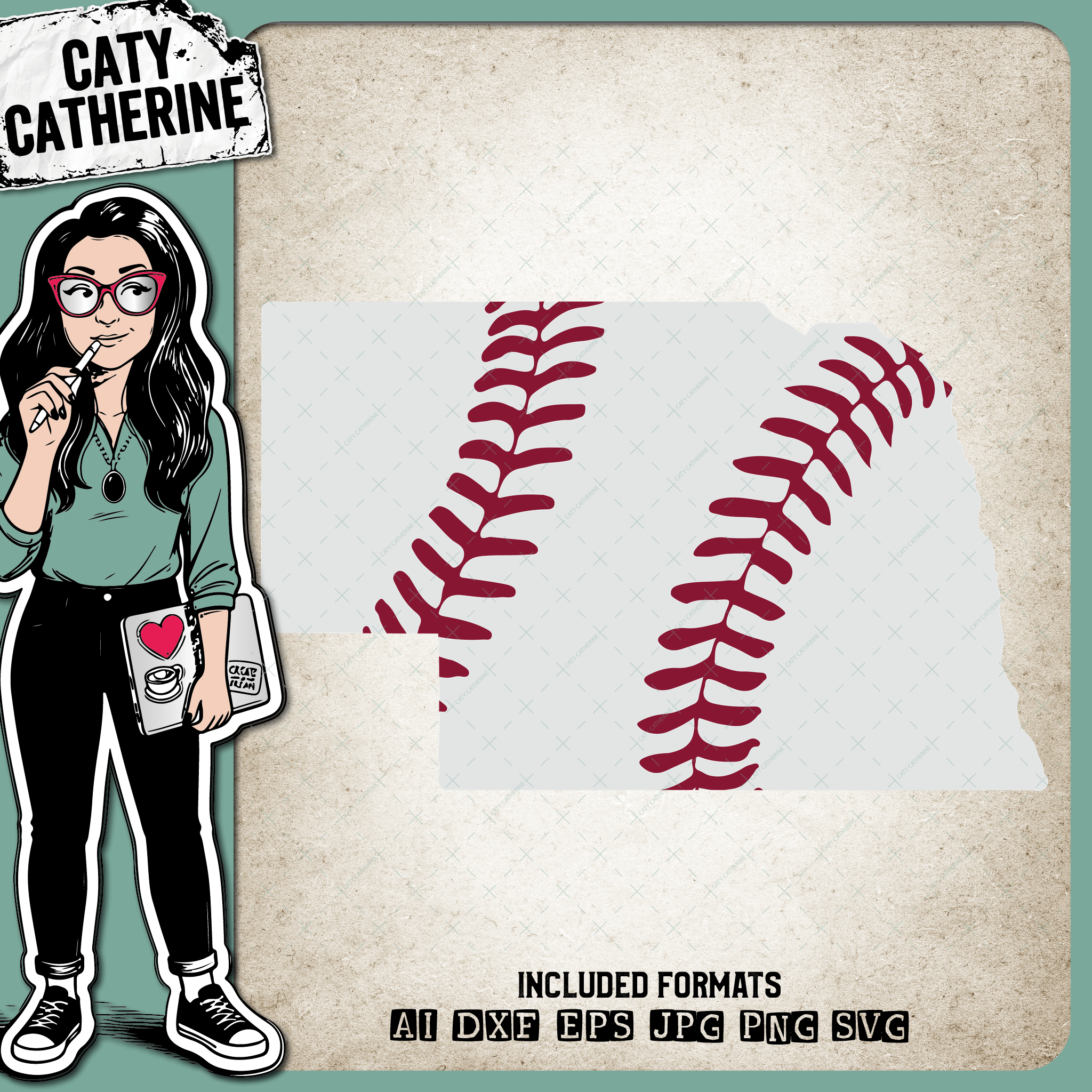 Nebraska US State Baseball Stitches – Travel SVG Design by Caty Catherine