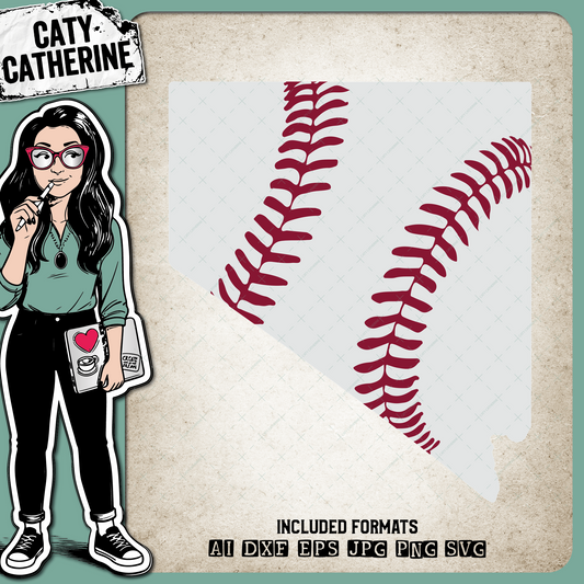 Nevada US State Baseball Stitches – Travel SVG Design by Caty Catherine