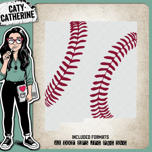 New Mexico US State Baseball Stitches – Travel SVG Design by Caty Catherine