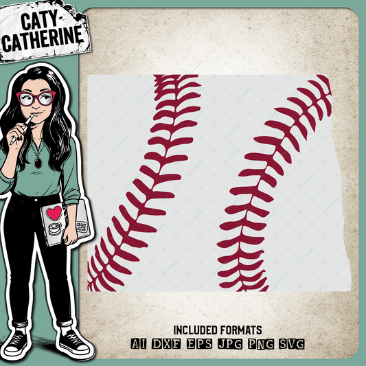 North Dakota US State Baseball Stitches – Travel SVG Design by Caty Catherine