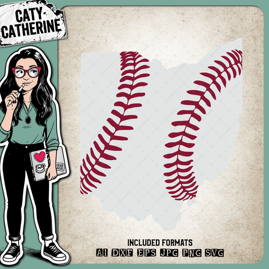 Ohio US State Baseball Stitches – Travel SVG Design by Caty Catherine