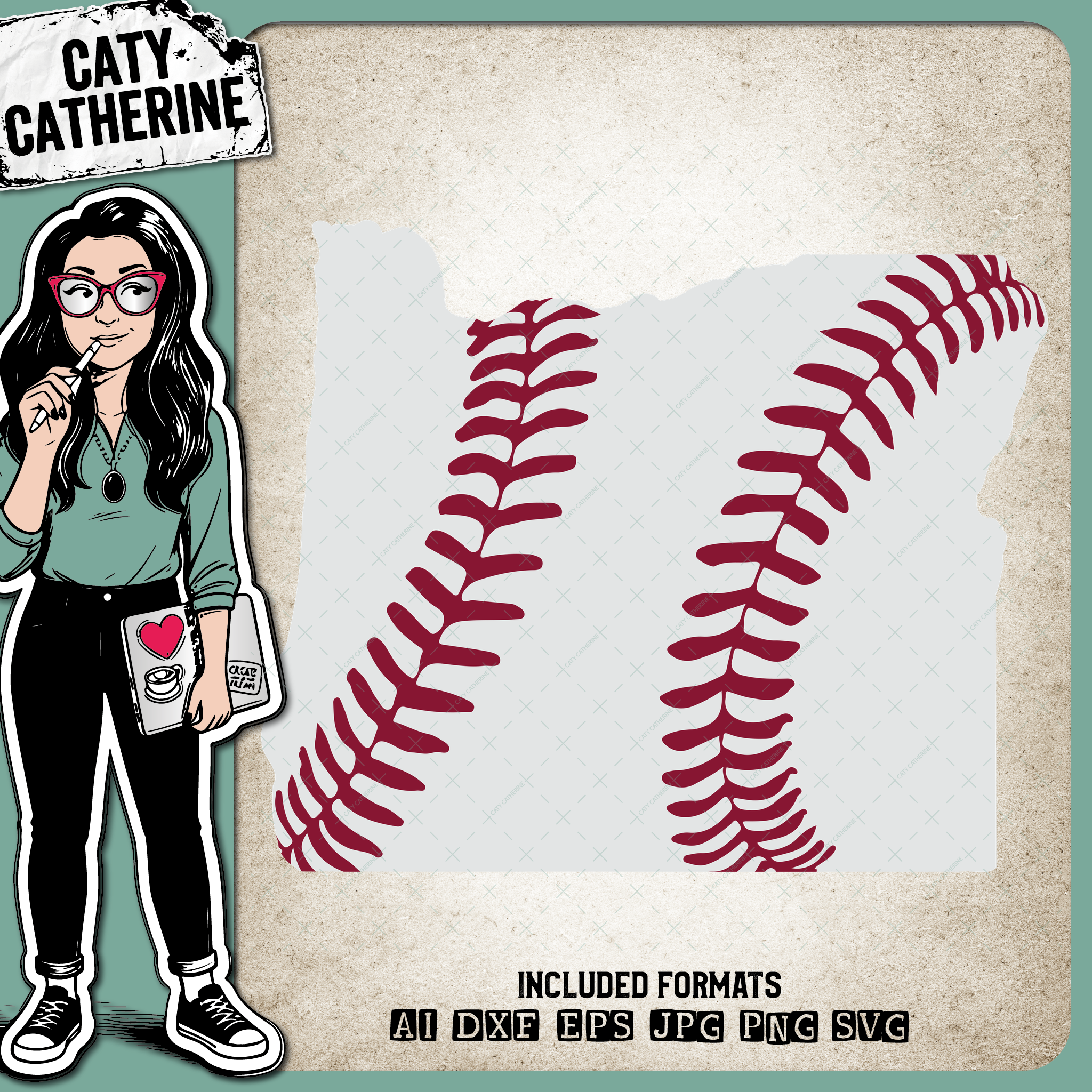 Oregon US State Baseball Stitches – Travel SVG Design by Caty Catherine