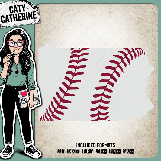 Pennsylvania US State Baseball Stitches – Travel SVG Design by Caty Catherine