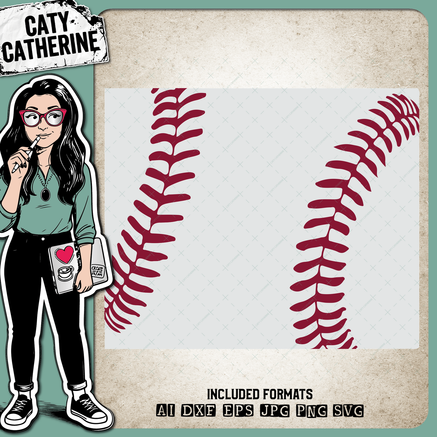 Wyoming US State Baseball Stitches – Travel SVG Design by Caty Catherine