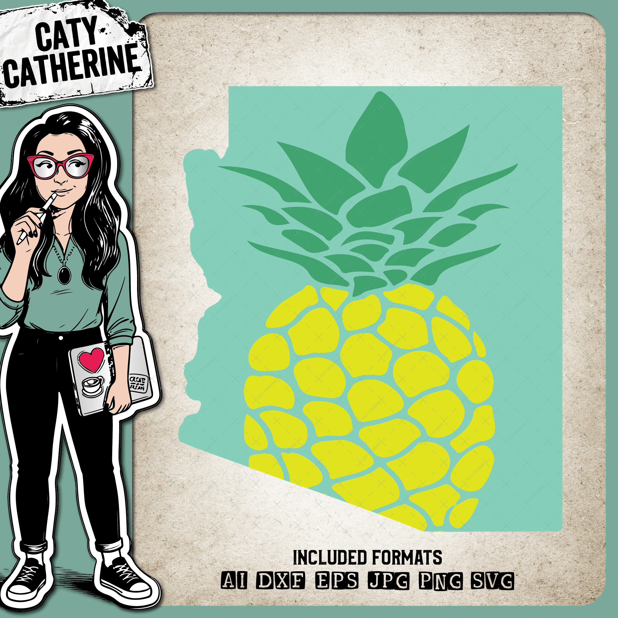 Arizona US State Pineapple Summer – Travel SVG Design by Caty Catherine