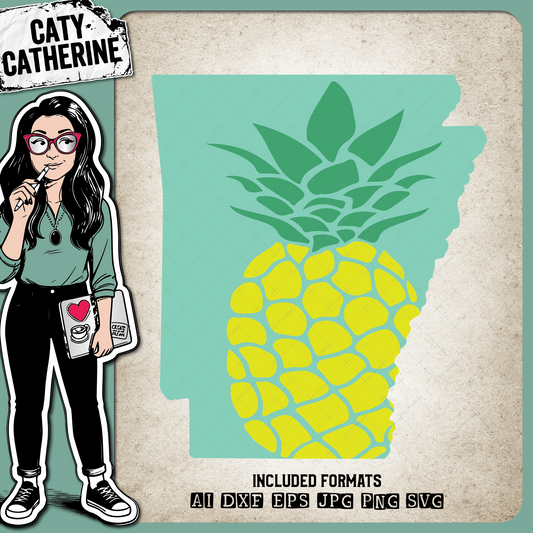 Arkansas US State Pineapple Summer – Travel SVG Design by Caty Catherine