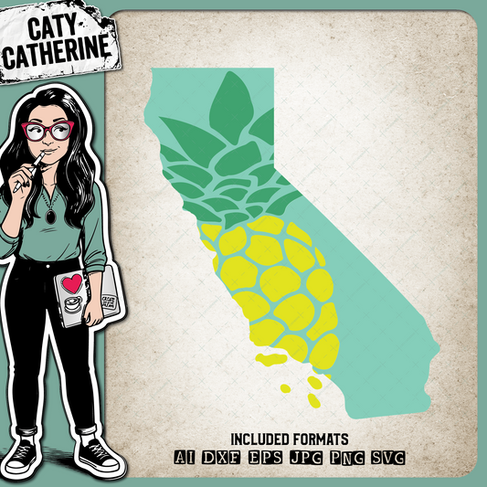 California US State Pineapple Summer – Travel SVG Design by Caty Catherine