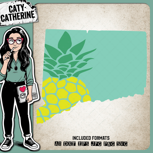 Connecticut US State Pineapple Summer – Travel SVG Design by Caty Catherine