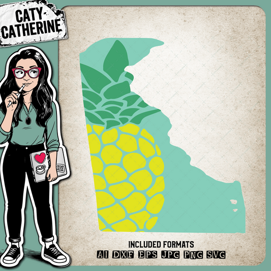 Delaware US State Pineapple Summer – Travel SVG Design by Caty Catherine