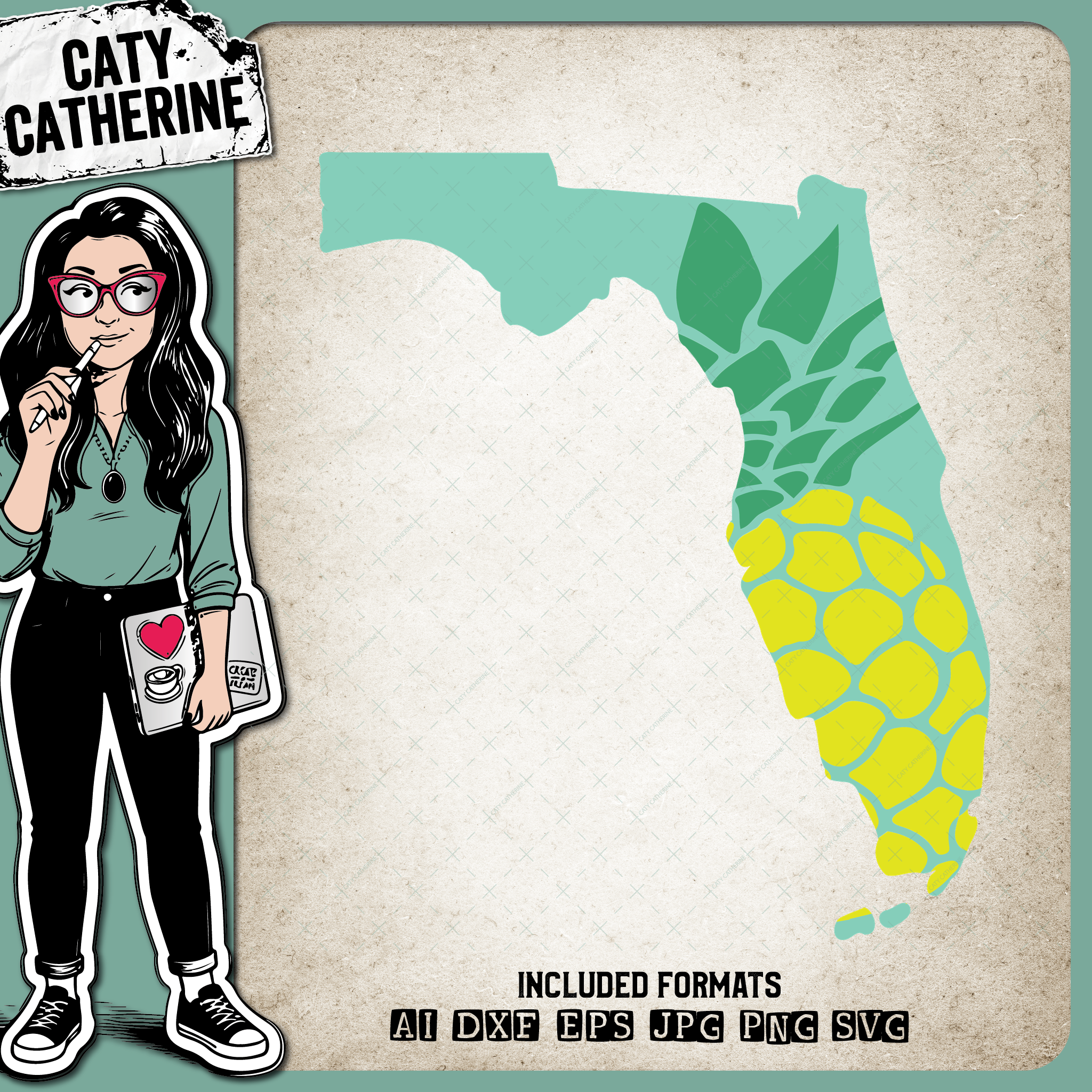 Florida US State Pineapple Summer – Travel SVG Design by Caty Catherine