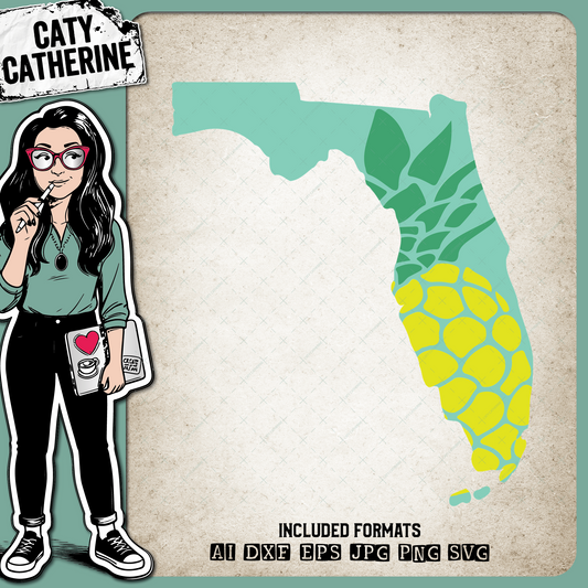 Florida US State Pineapple Summer – Travel SVG Design by Caty Catherine