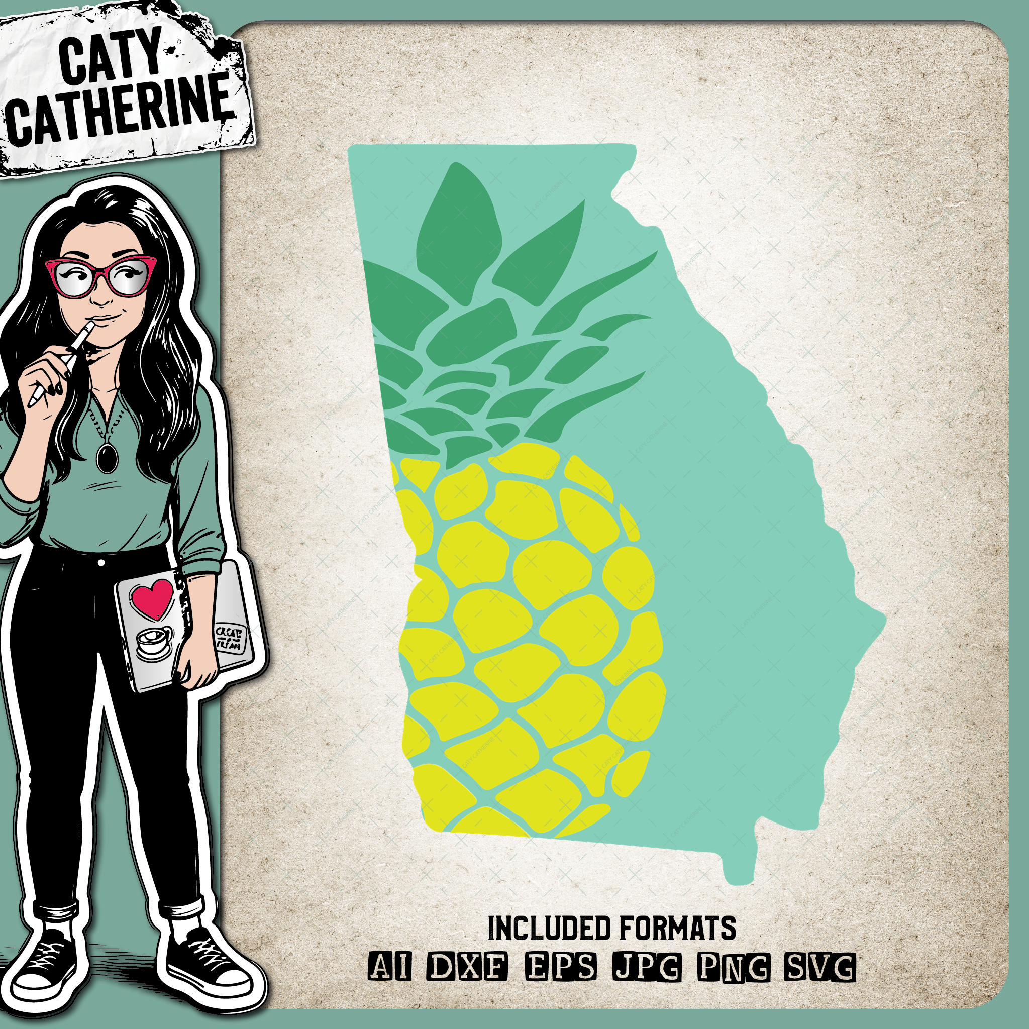 Georgia US State Pineapple Summer – Travel SVG Design by Caty Catherine