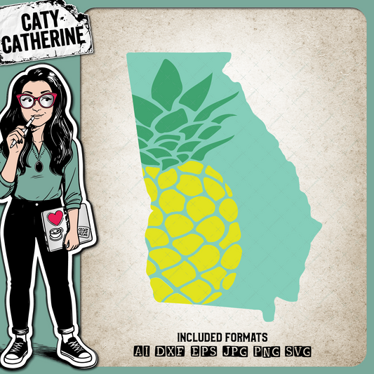 Georgia US State Pineapple Summer – Travel SVG Design by Caty Catherine