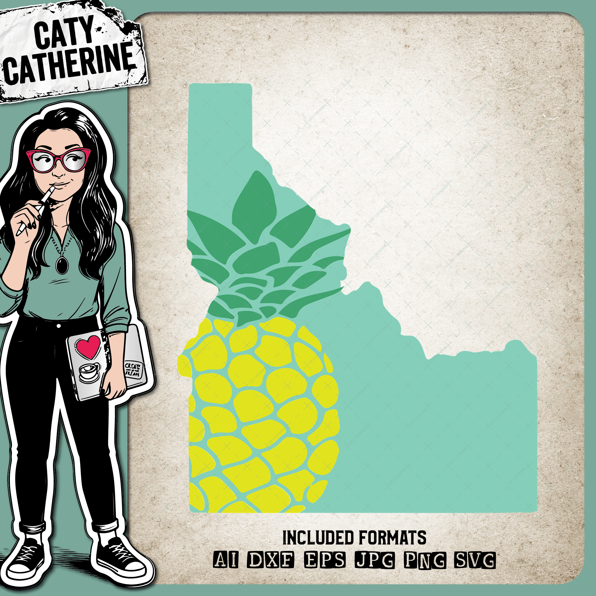 Idaho US State Pineapple Summer – Travel SVG Design by Caty Catherine