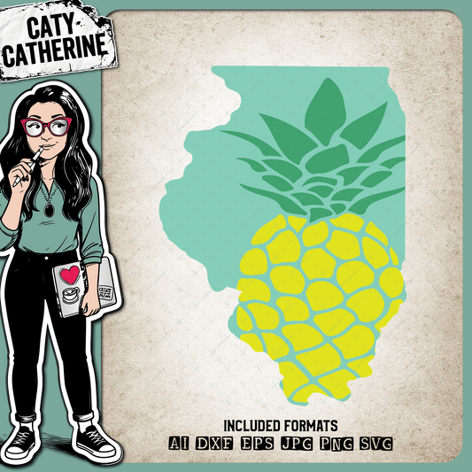 Illinois US State Pineapple Summer – Travel SVG Design by Caty Catherine