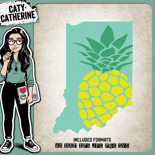 Indiana US State Pineapple Summer – Travel SVG Design by Caty Catherine