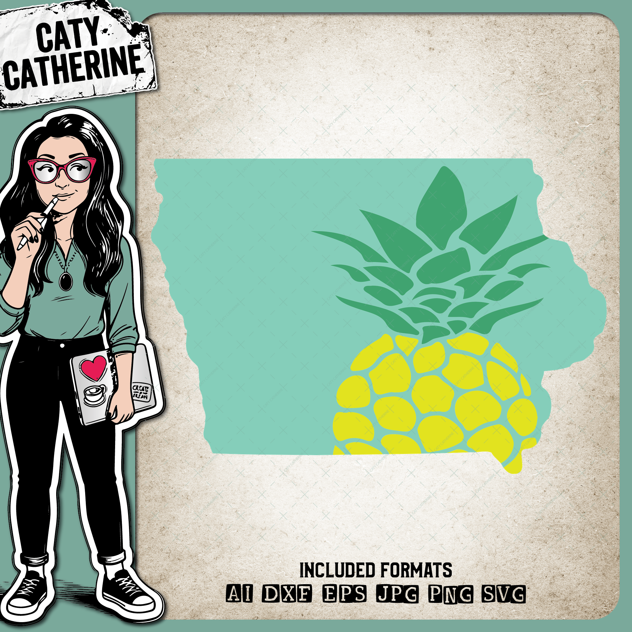 Iowa US State Pineapple Summer – Travel SVG Design by Caty Catherine