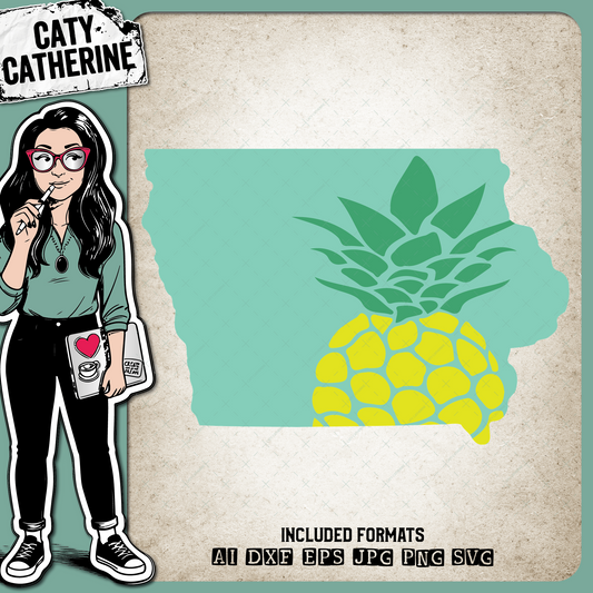 Iowa US State Pineapple Summer – Travel SVG Design by Caty Catherine