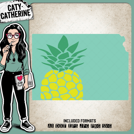 Kansas US State Pineapple Summer – Travel SVG Design by Caty Catherine