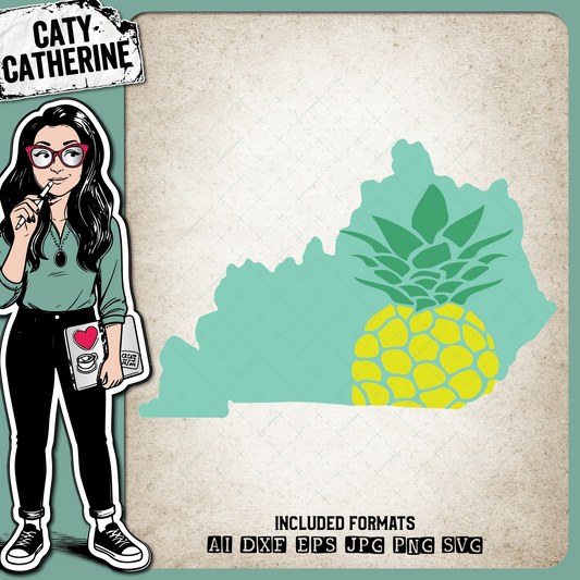 Kentucky US State Pineapple Summer – Travel SVG Design by Caty Catherine