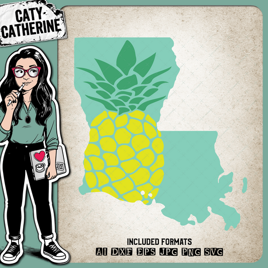 Louisiana US State Pineapple Summer – Travel SVG Design by Caty Catherine