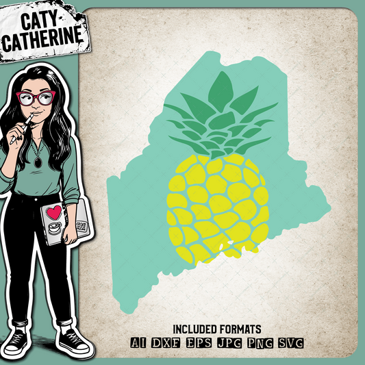 Maine US State Pineapple Summer – Travel SVG Design by Caty Catherine