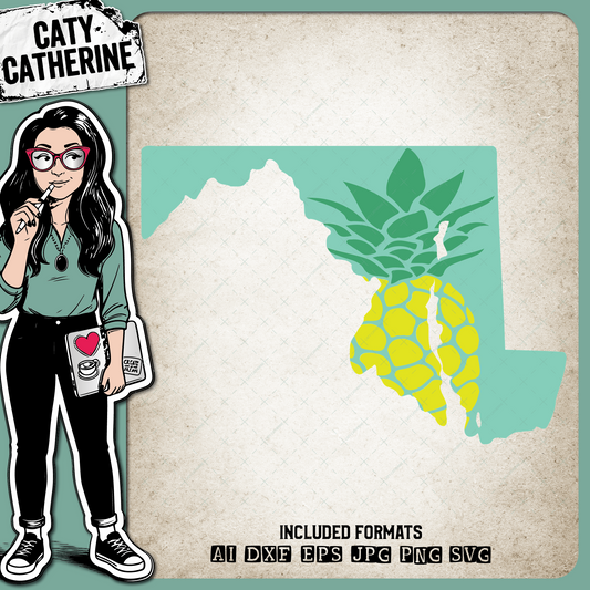 Maryland US State Pineapple Summer – Travel SVG Design by Caty Catherine