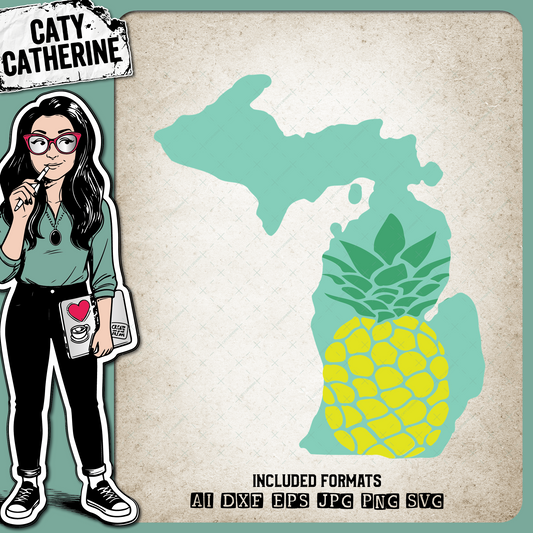 Michigan US State Pineapple Summer – Travel SVG Design by Caty Catherine