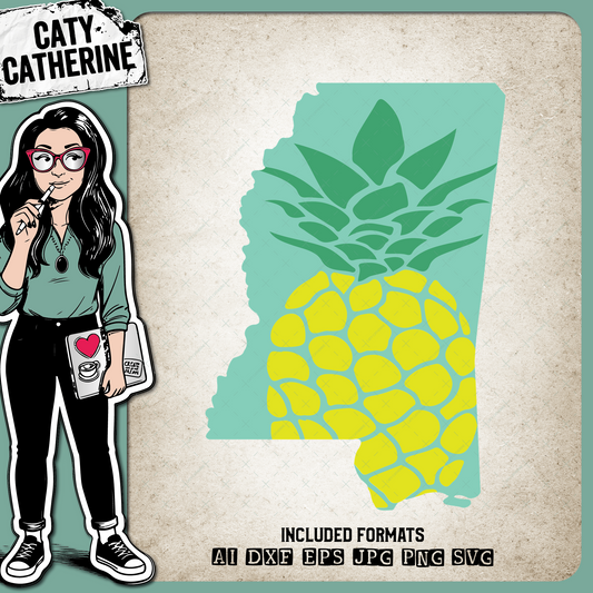 Mississippi US State Pineapple Summer – Travel SVG Design by Caty Catherine