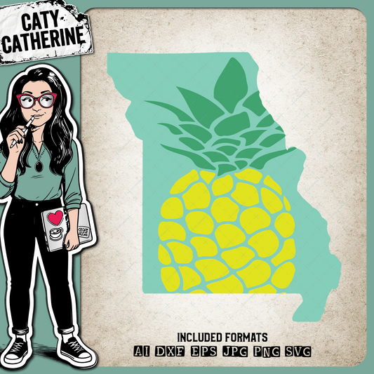 Missouri US State Pineapple Summer – Travel SVG Design by Caty Catherine
