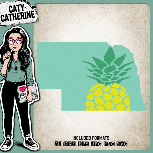 Nebraska US State Pineapple Summer – Travel SVG Design by Caty Catherine