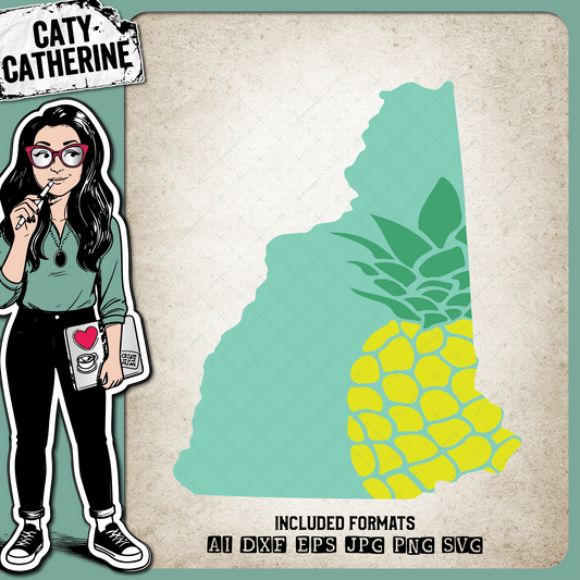 New-Hampshire US State Pineapple Summer – Travel SVG Design by Caty Catherine