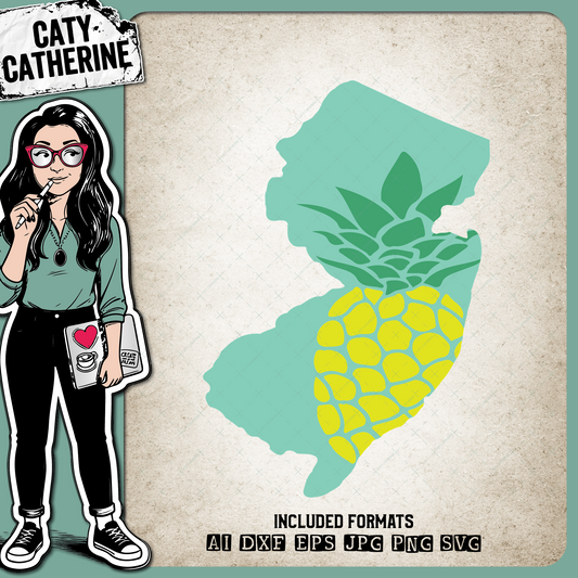 New-Jersey US State Pineapple Summer – Travel SVG Design by Caty Catherine