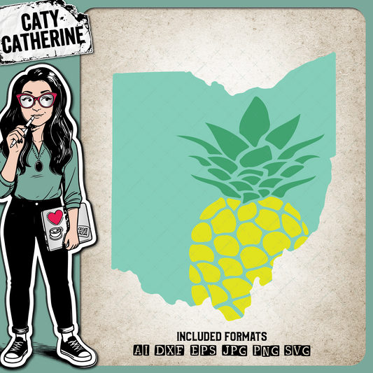 Ohio US State Pineapple Summer – Travel SVG Design by Caty Catherine