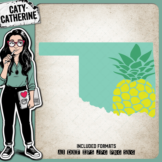 Oklahoma US State Pineapple Summer – Travel SVG Design by Caty Catherine