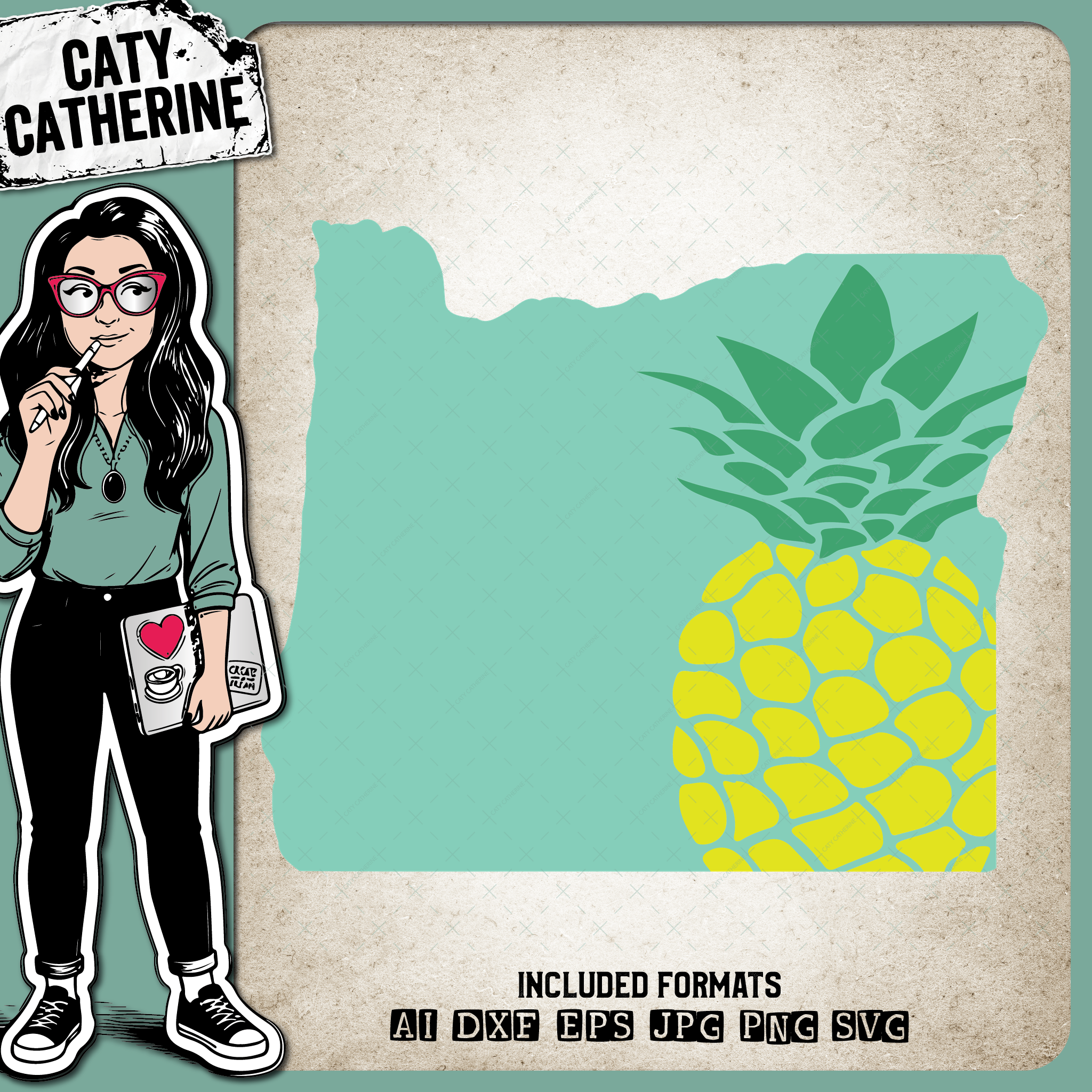 Oregon US State Pineapple Summer – Travel SVG Design by Caty Catherine