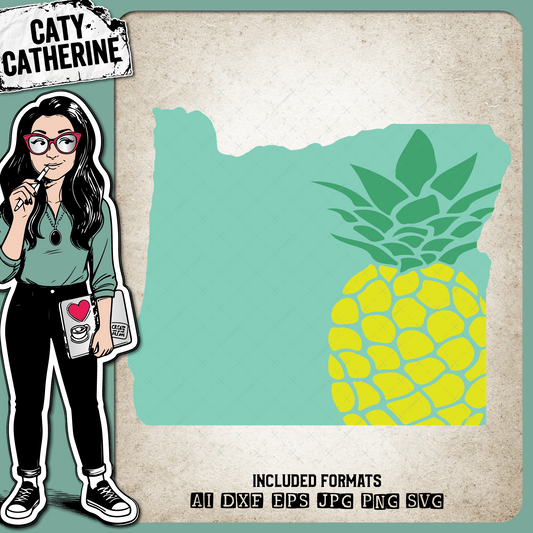 Oregon US State Pineapple Summer – Travel SVG Design by Caty Catherine