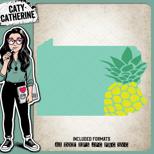 Pennsylvania US State Pineapple Summer – Travel SVG Design by Caty Catherine