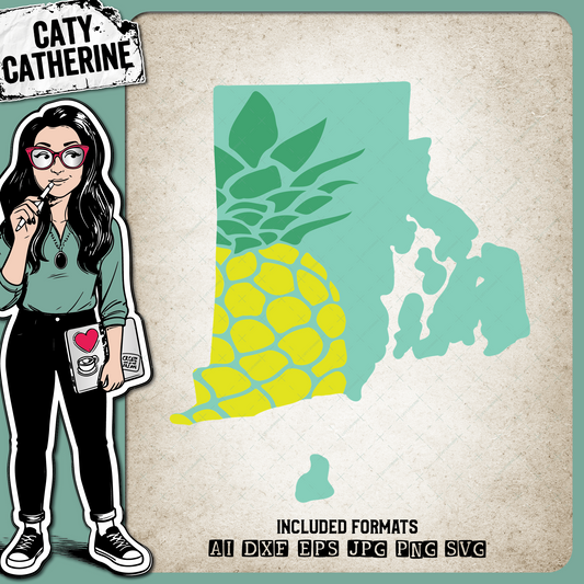Rhode Island US State Pineapple Summer – Travel SVG Design by Caty Catherine