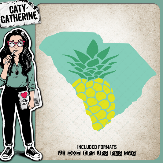 South Carolina US State Pineapple Summer – Travel SVG Design by Caty Catherine