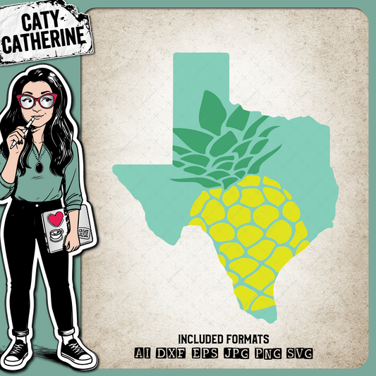 Texas US State Pineapple Summer – Travel SVG Design by Caty Catherine