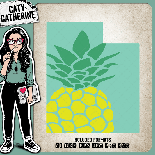 Utah US State Pineapple Summer – Travel SVG Design by Caty Catherine