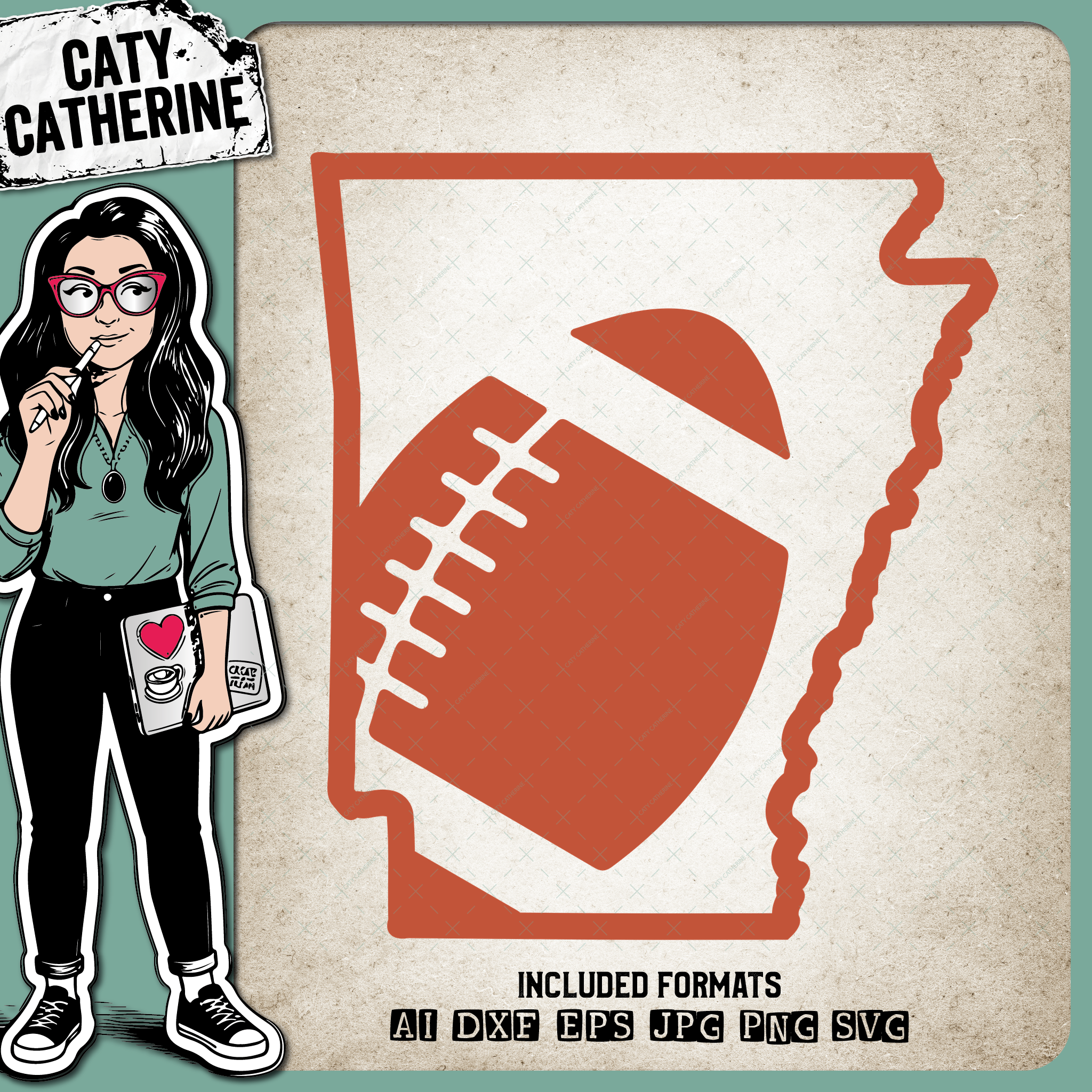 Arkansas US State American Football NFL – Travel SVG Design by Caty Catherine