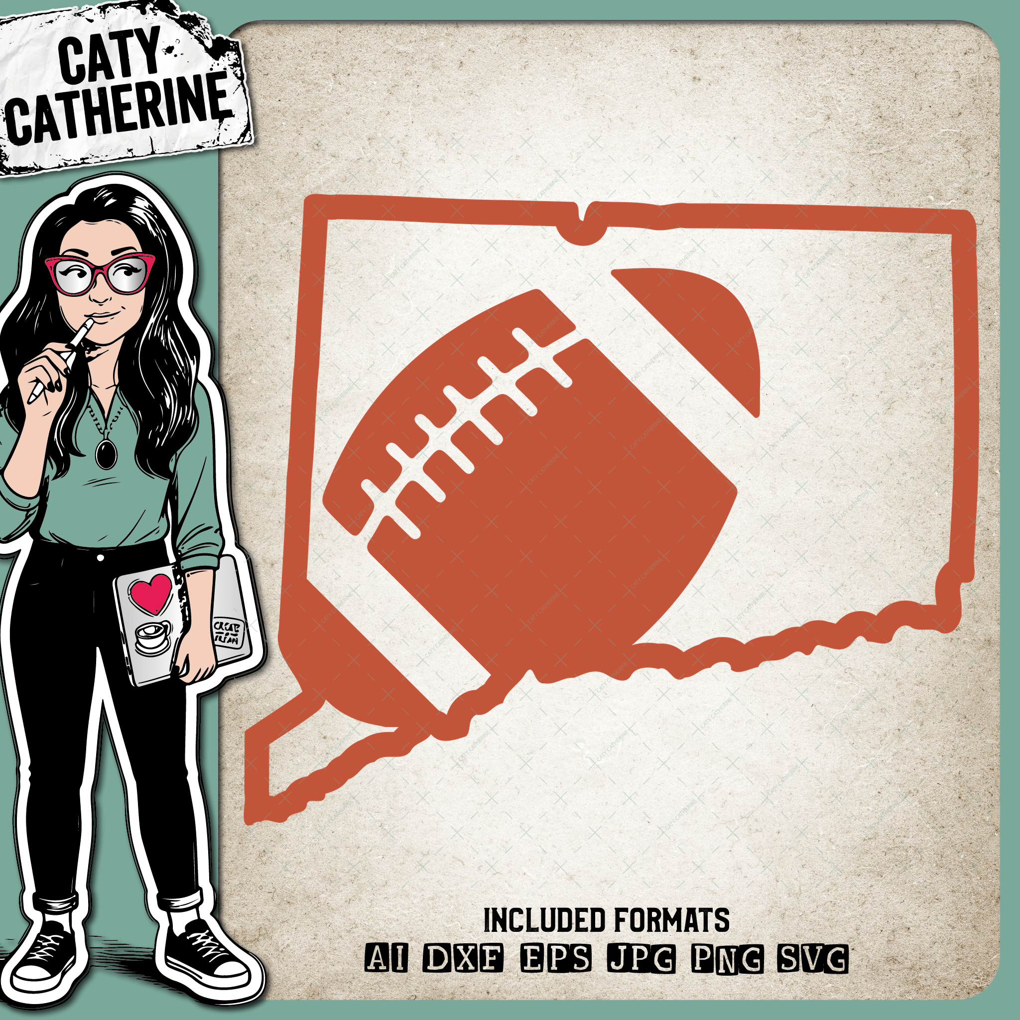 Connecticut US State American Football NFL – Travel SVG Design by Caty Catherine