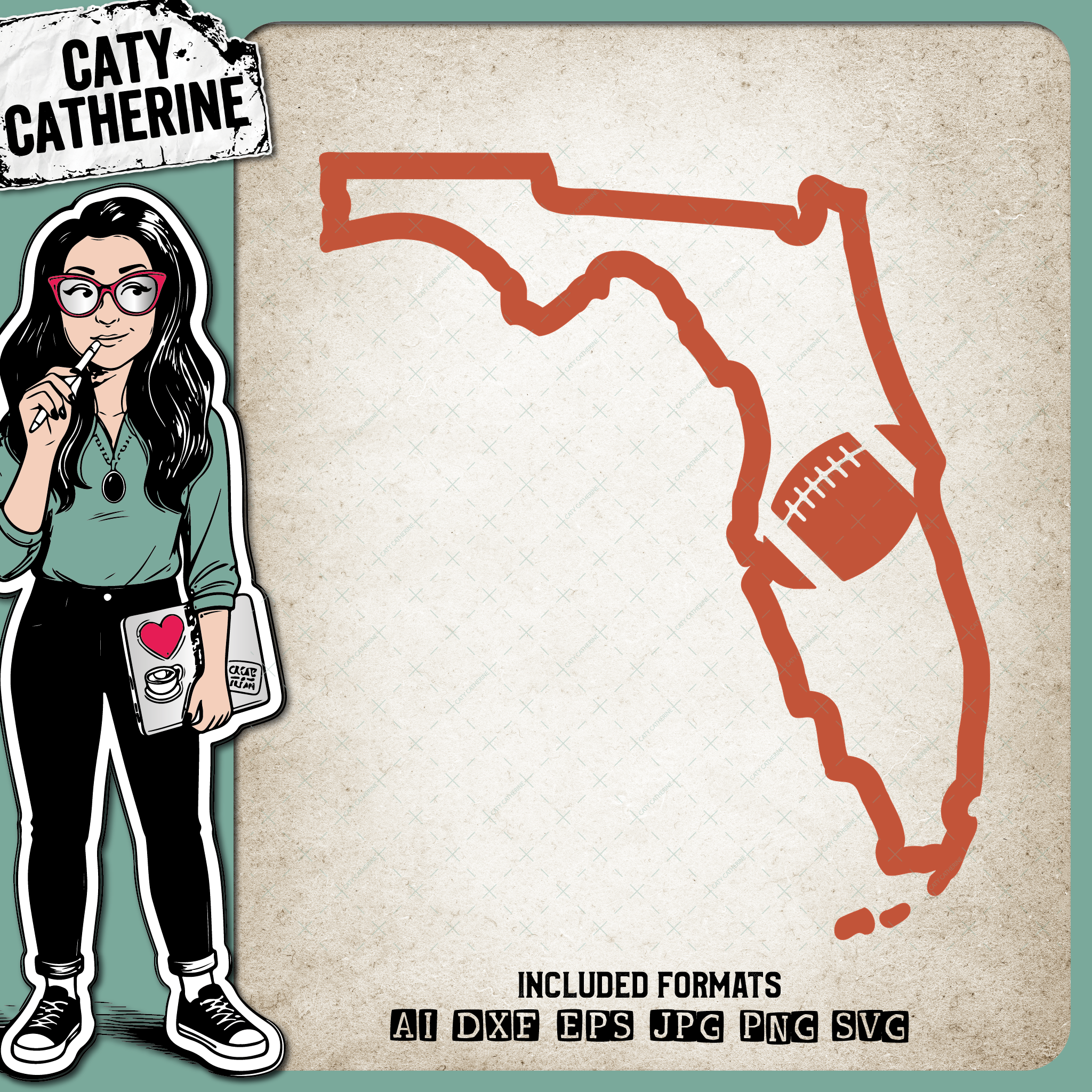 Florida US State American Football NFL – Travel SVG Design by Caty Catherine