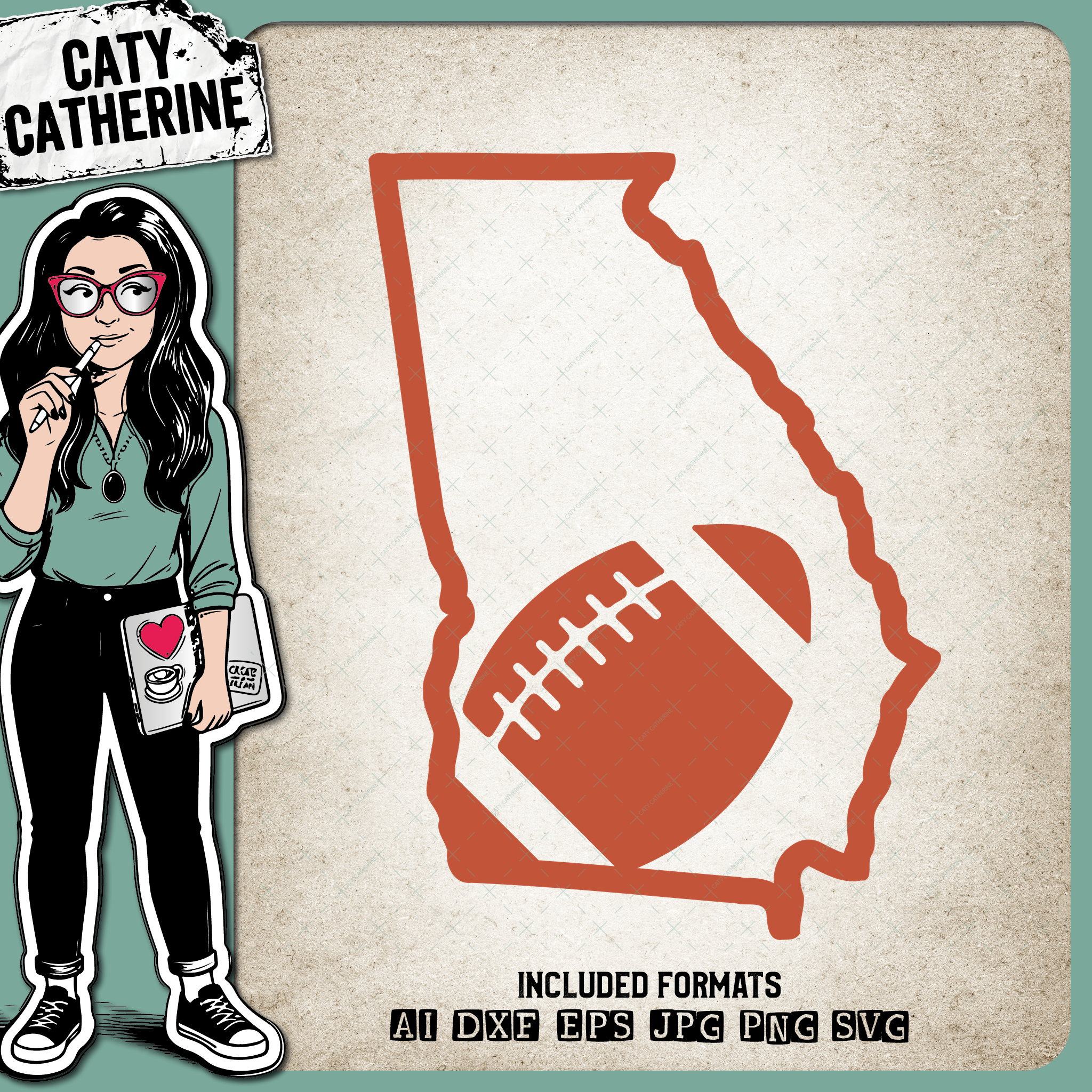 Georgia US State American Football NFL – Travel SVG Design by Caty Catherine