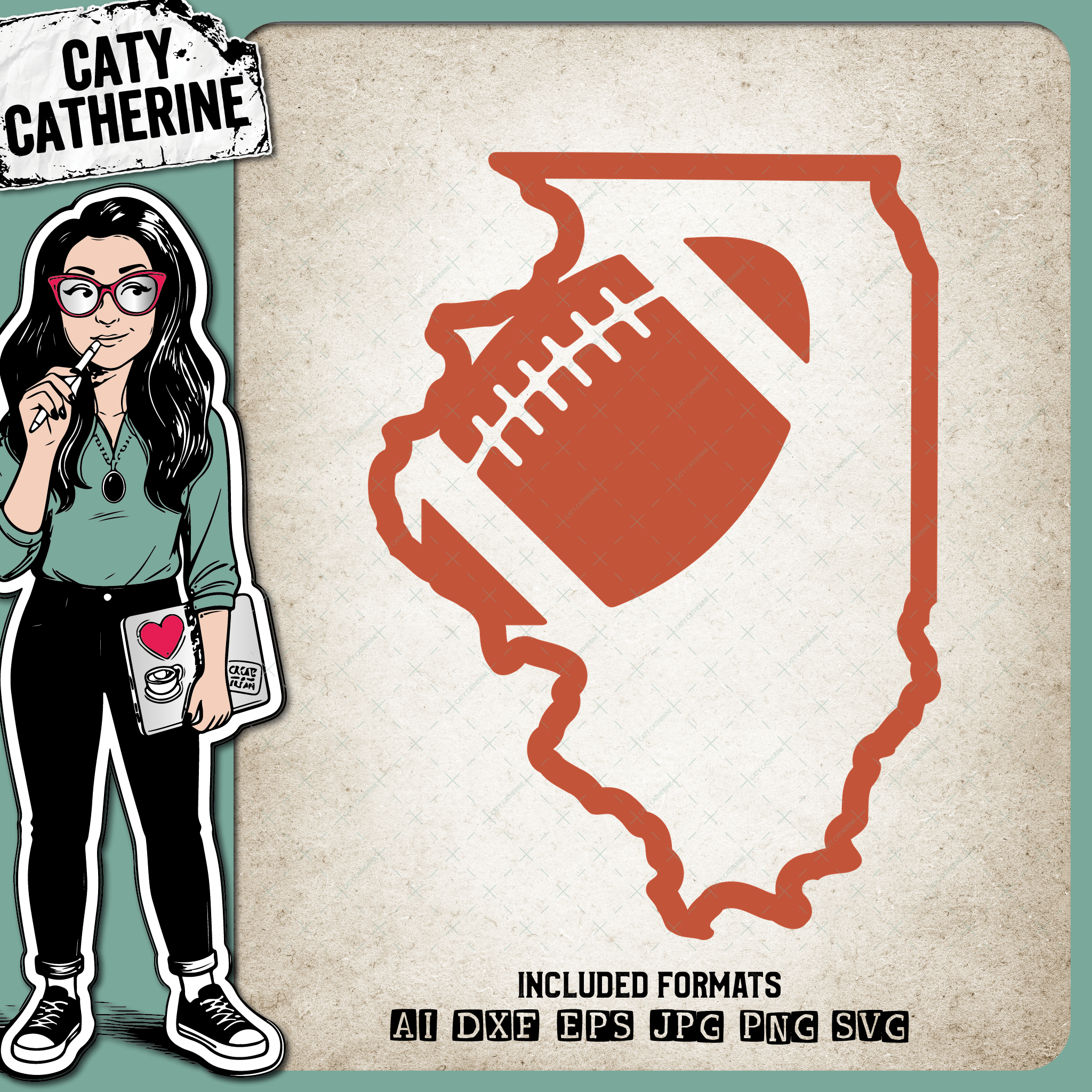 Illinois US State American Football NFL – Travel SVG Design by Caty Catherine
